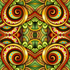Colored Seamless Tile Pattern, Fantastic Kaleidoscope