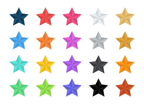 Stars Vector Flat Icons 2 Tone Colorful 20 Elements Set