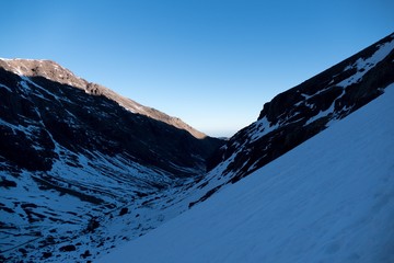 Jebel Toubkal winter ascent in high atlas mountains in morocco
