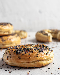 Front view of a bagel over a white background
