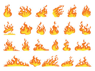 Set of red and orange fire flame © inspiring.team