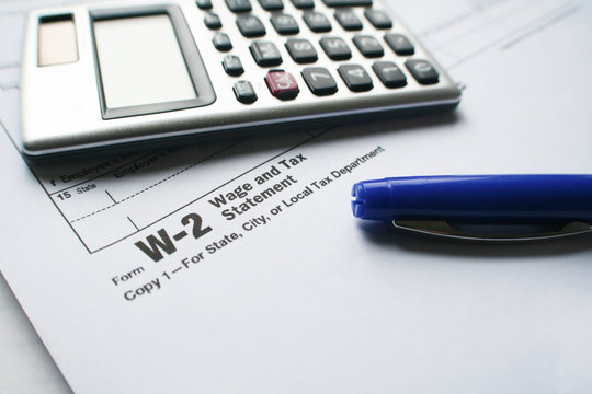 Employee W-2 Tax Form Close Up High Quality Stock Photo 