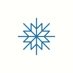 snowflake frost cold winter symbol thin line blue icon