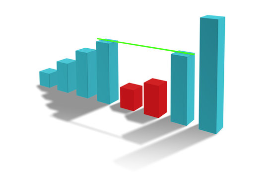 Bar chart showing growth - 3d rendering