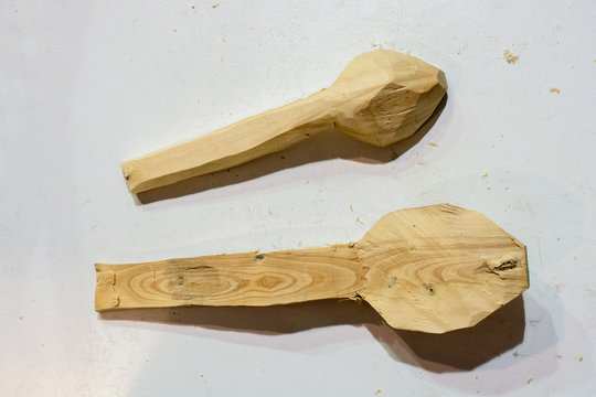 soup spoon or tablespoon made of wood