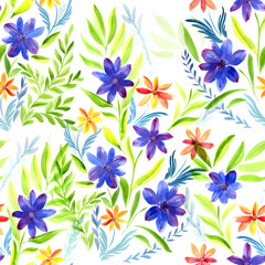Fototapeta na wymiar Watercolor.Flowers on a watercolor background. Abstract wallpaper with floral motifs. Seamless pattern.Flower composition.Use printed materials,signs,posters,postcards,packaging.