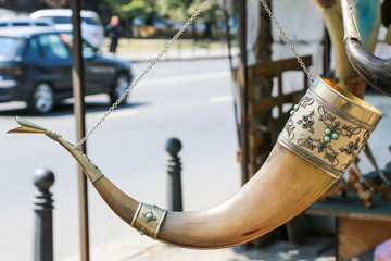 Traditional decorative colorful horn with  metal