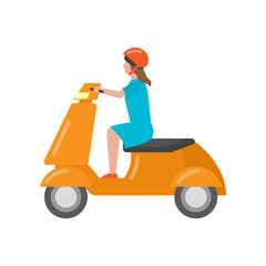 Beautiful colored two-wheeled scooter servants for movement and delivery.