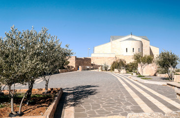 Mount Nebo in Jordan in a sunny day. Mount Nebo is a peak of 817 meters located in western Jordan today.