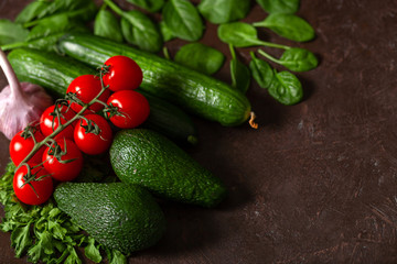 Creative background of healthy vegetables. Flat lay.