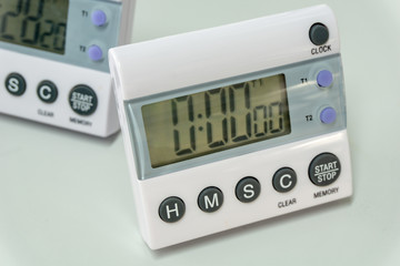 electronic laboratory watch or timer on white background