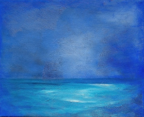 Blue shades sky and ocean abstract saturated oil paint texture