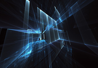Abstract 3D fractal background, texture. Virtual Neon City