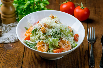 salad caesar with shrimps