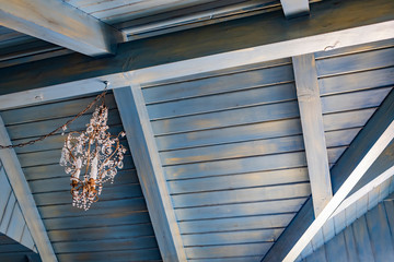 chandelier hangs from the ceiling