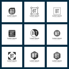 Set of letter logo. Initial BT Logo Template Vector Design