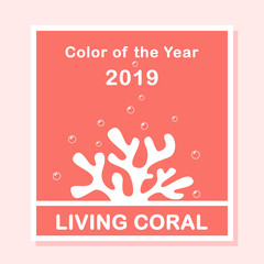Living Coral color of the year 2019. Living Coral swatch. Color trend palette. Vector illustration with coral for banners, poster, advertising, blog and social media posts. Vector mockup.