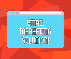 Word writing text Email Marketing Solution. Business concept for helping customers to solve their problems Monitor Screen with Forward Backward Progress Control Bar Blank Text Space