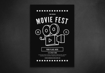 Movie Festival Flyer Layout with Camera Illustration - Powered by Adobe