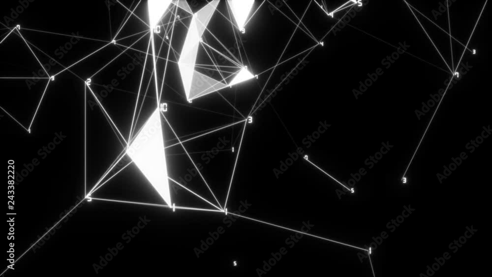 Poster a working network.network connection background, rotating flickering cool blue light mesh cloud of c