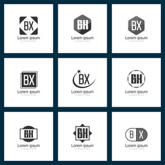 Set of letter logo. Initial BX Logo Template Vector Design