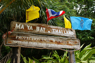 Cartel de la playa mas bonita del mundo, MaYa Bay Tailandia