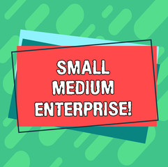 Word writing text Small Medium Enterprise. Business concept for independent firms which employ fewer employee Pile of Blank Rectangular Outlined Different Color Construction Paper