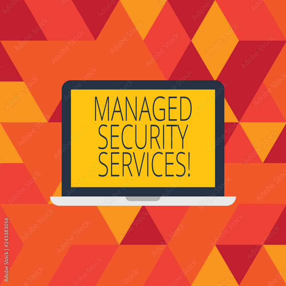 Poster word writing text managed security services. business concept for approach in analysisaging clients 