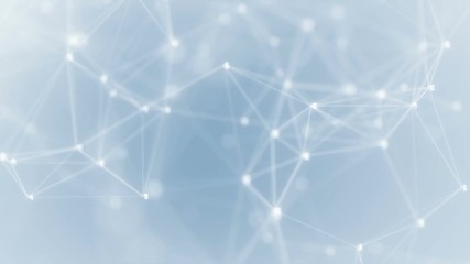 Digital cloud.Network Connection background, rotating flickering cool blue light mesh cloud of connections with white lines and dots with depth-of field effect. Seamless loop. - Powered by Adobe