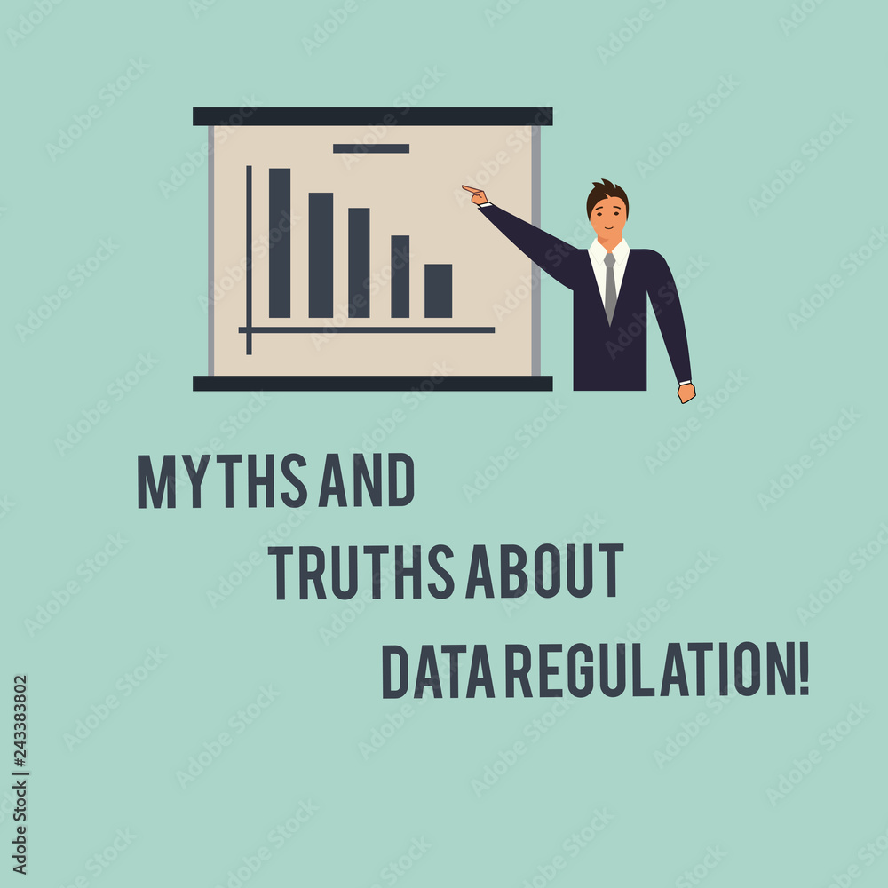 Poster handwriting text myths and truths about data regulation. concept meaning media information protectio
