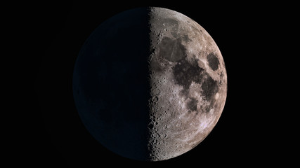 The beauty of the universe: Wonderful super detailed first quarter Moon