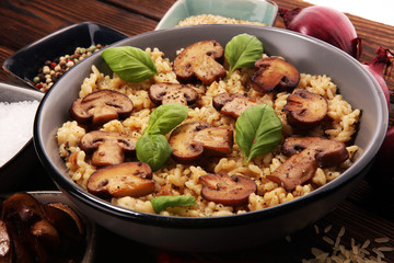 risotto with mushrooms, fresh herbs and parmesan cheese