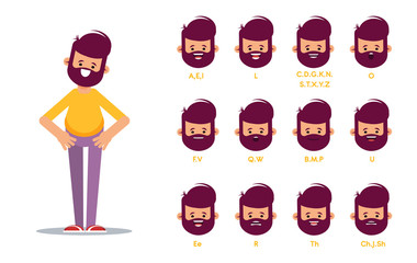 Set of the position of the lips when pronouncing words for the animation of the talking character.