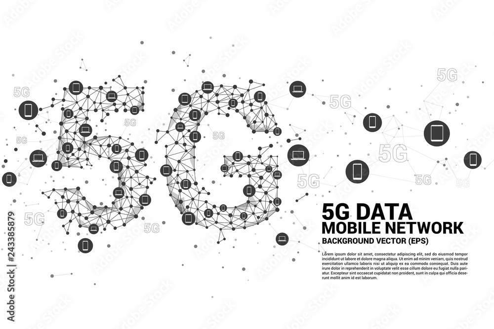 Poster 5g data technology from device icon. concept for mobile telecommunication global network.
