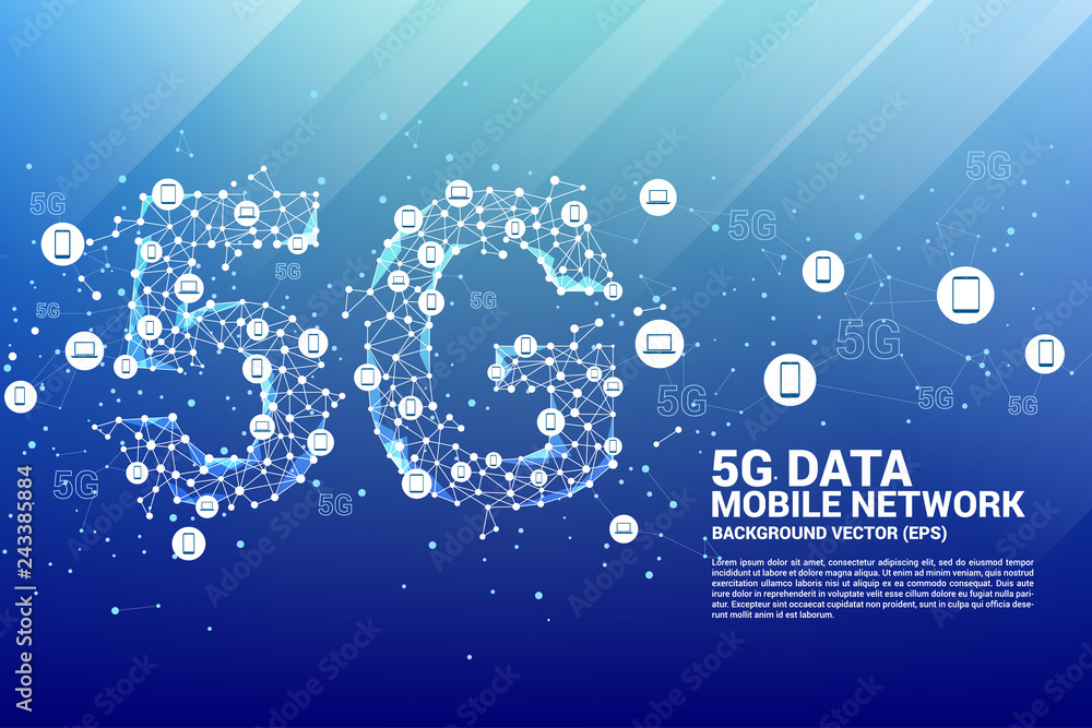 Poster 5G Data technology from device icon. Concept for mobile telecommunication global network.