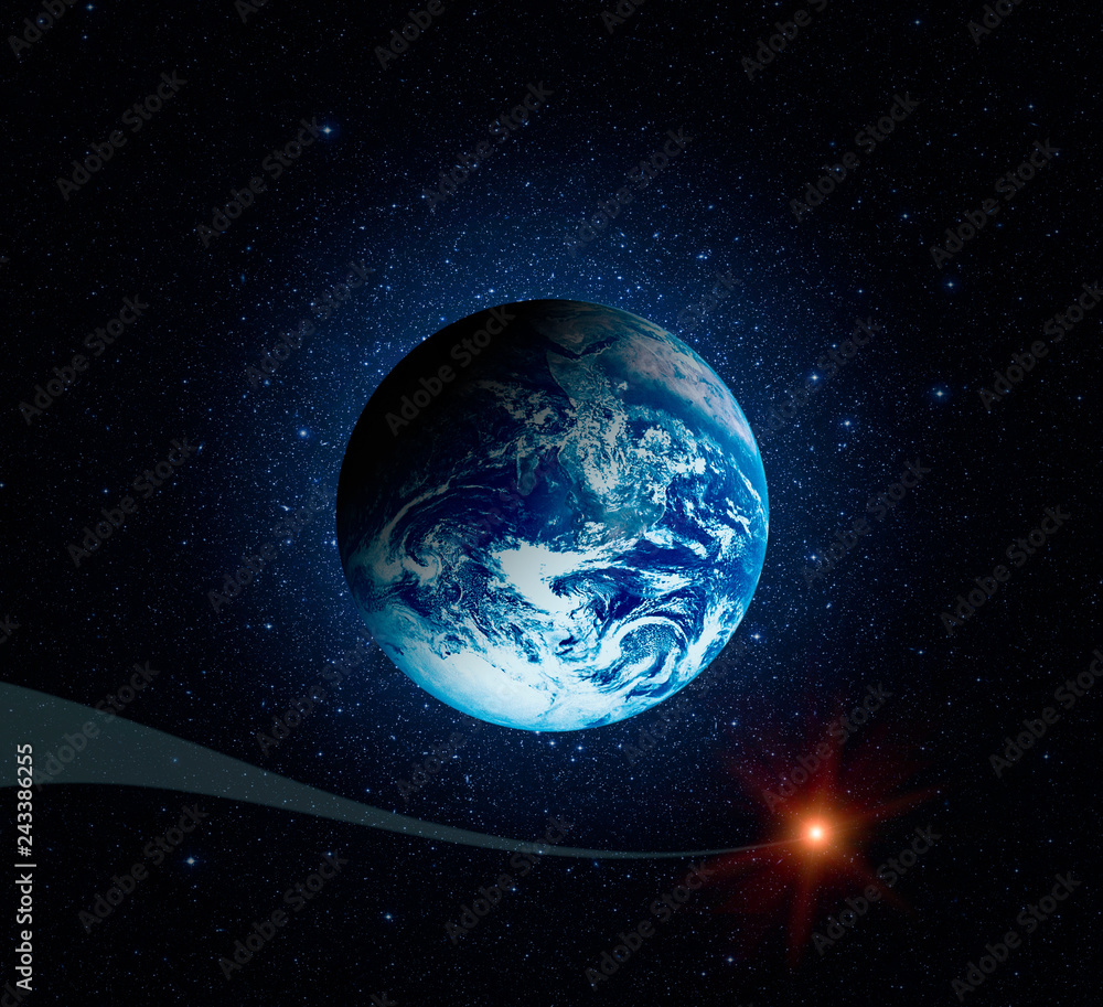 Wall mural planet earth. earth in the endless stellar space. elements of this image furnished by nasa