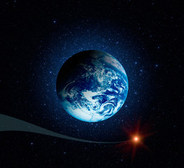 Planet Earth. Earth in the endless stellar space. Elements of this image furnished by NASA