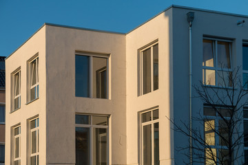 modern apartment building and blue sky