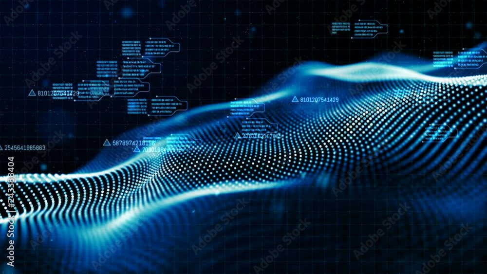 Poster digital abstract particles and data motion background
