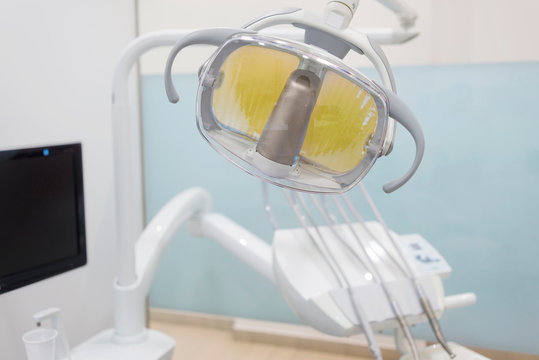 Close-up of surgical light in dentist's office