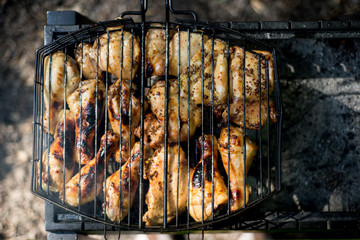 Chicken on bbq grill 