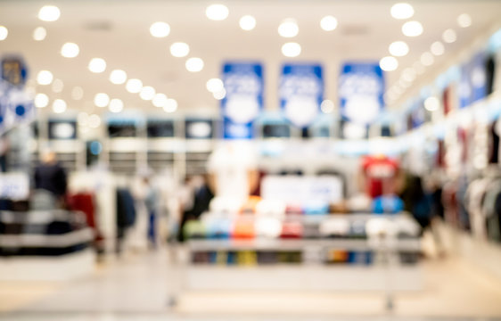Abstract blur and defocused clothing store at Shopping mall of department store for background