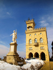 Palazzo Publico - The Public Palace - and The Statue of Liberty in San Marino