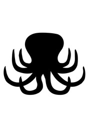 silhouette oktopus krake kopffüßer kalmar tentakel tintenfisch unterwasser monster comic cartoon clipart lustig design meer wasser tauchen fisch © Style-o-Mat-Design