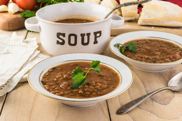 Lentil tomato soup.