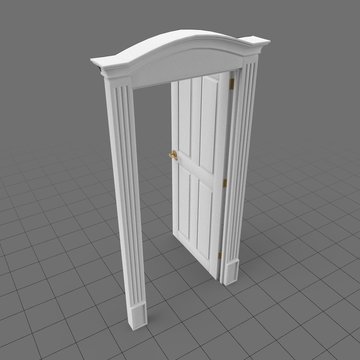 Open door with decorative frame