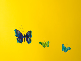 Three fake butterflies