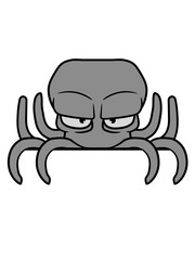 rand verstecken schild schreiben name text böser oktopus krake kopffüßer kalmar tentakel tintenfisch unterwasser monster comic cartoon clipart lustig design meer wasser tauchen fisch © Style-o-Mat-Design