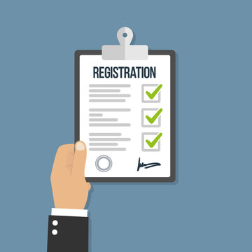 Man Hold Registration Clipboard Flat Icon