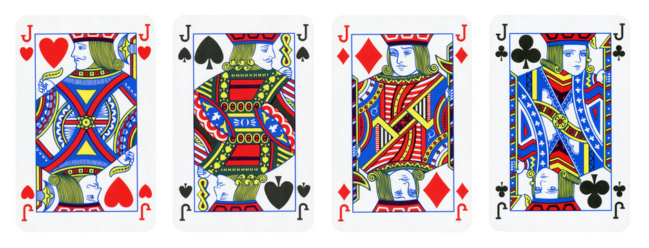 Four Jacks Playing Cards - isolated on white